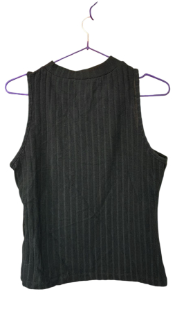 Top negru Ribbed fără mâneci [1]