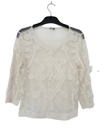 Femei - Bluză elegantă din tull cu broderie geometrică