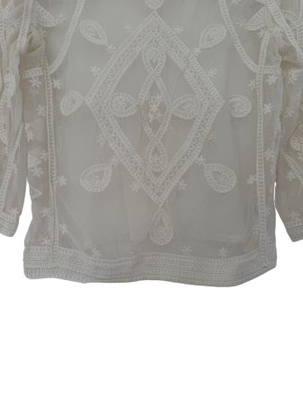 Bluză elegantă din tull cu broderie geometrică [4]