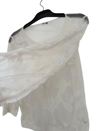 Bluză elegantă din tull cu broderie geometrică [3]