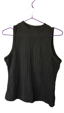 Bluze - Top negru Ribbed fără mâneci