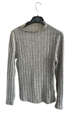 Bluze - Bluză gri din tricot reiat fin