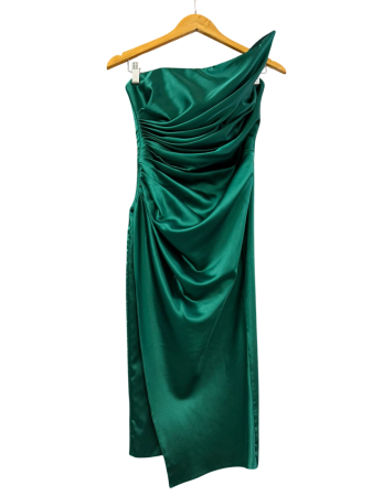 Rochii - Rochie de seară din satin verde închis
