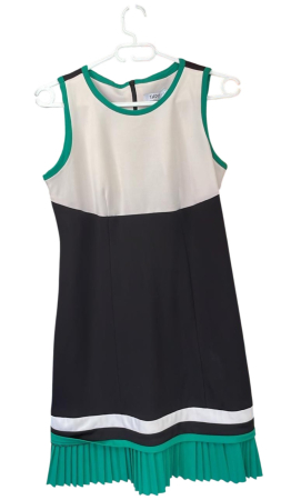 Rochii - Rochie elegantă cu design color block și volan plisat accentuat