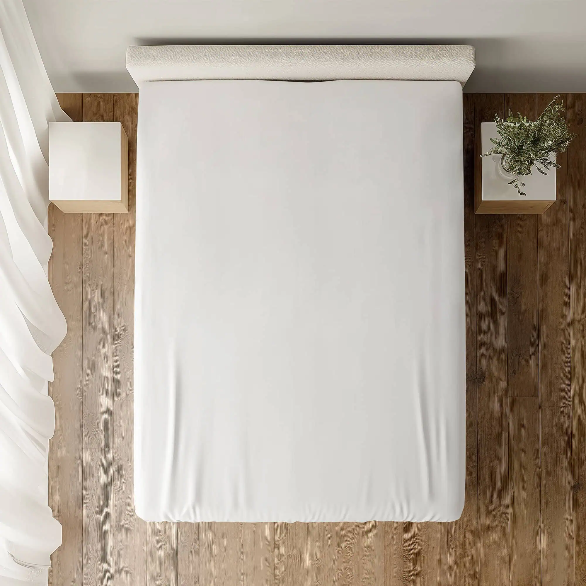 Cearceaf Elastic Alb Bumbac + Față Pernă Set [3]