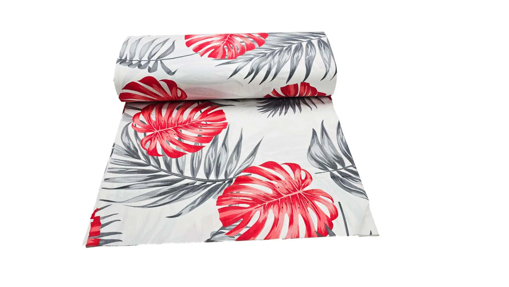 Set lenjerie pat din bumbac ranforce model tropical rosu alb configurabil [6]