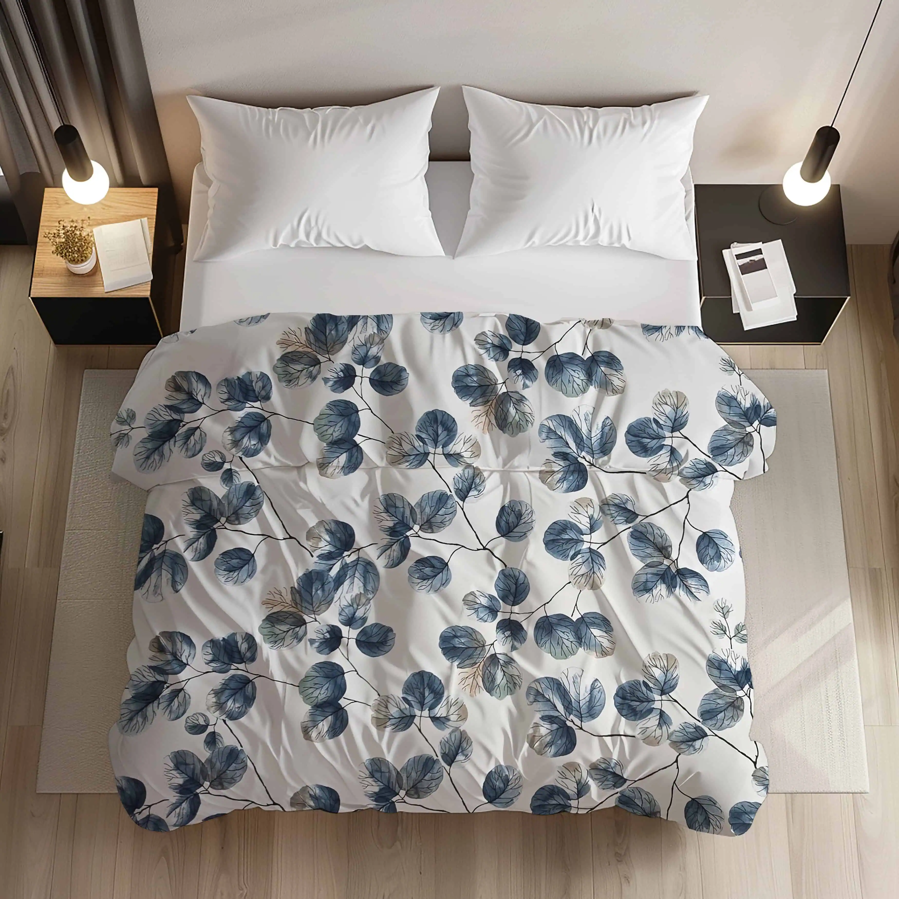 Set lenjerie de pat cu frunze de eucalyptus albastre [2]