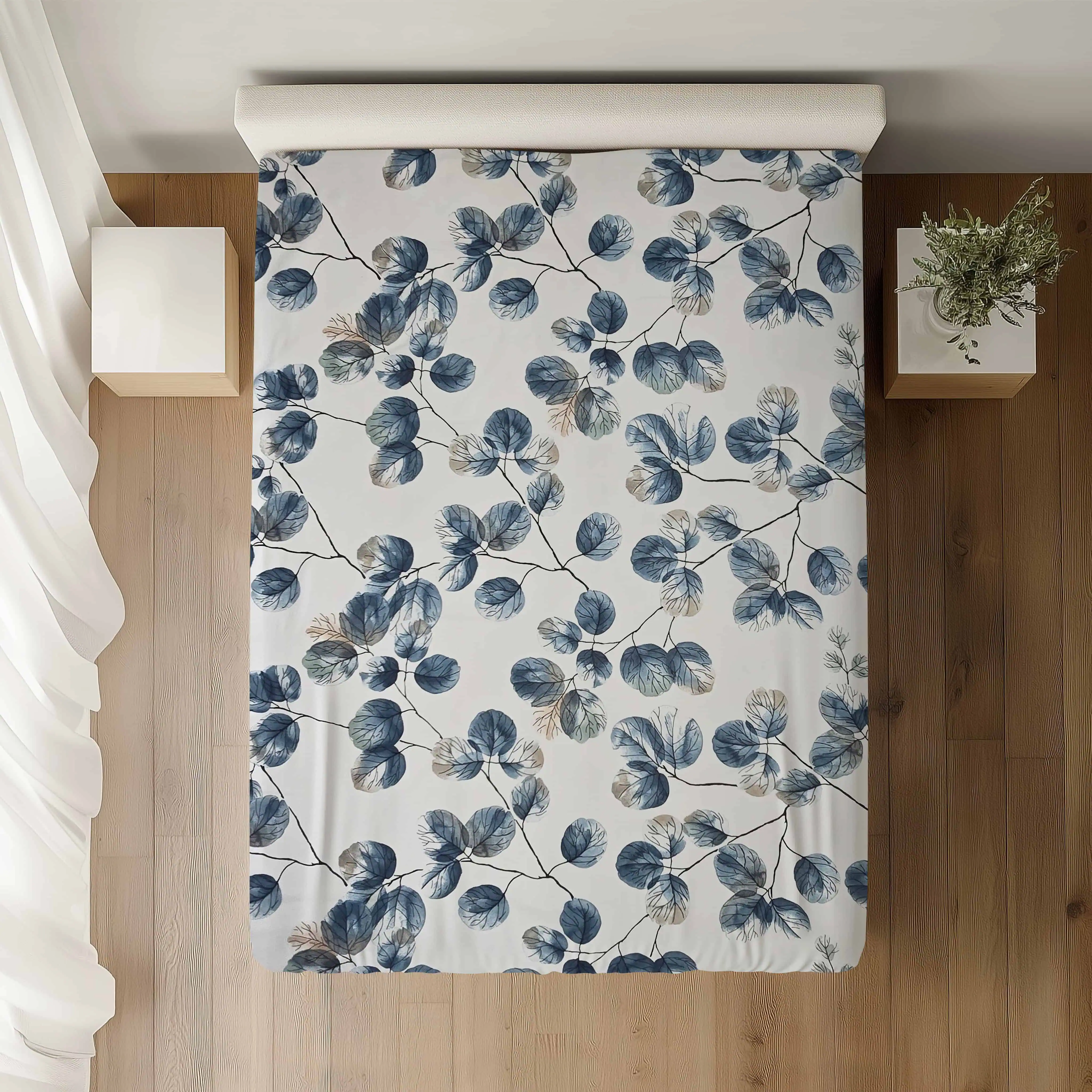 Set lenjerie de pat cu frunze de eucalyptus albastre [4]
