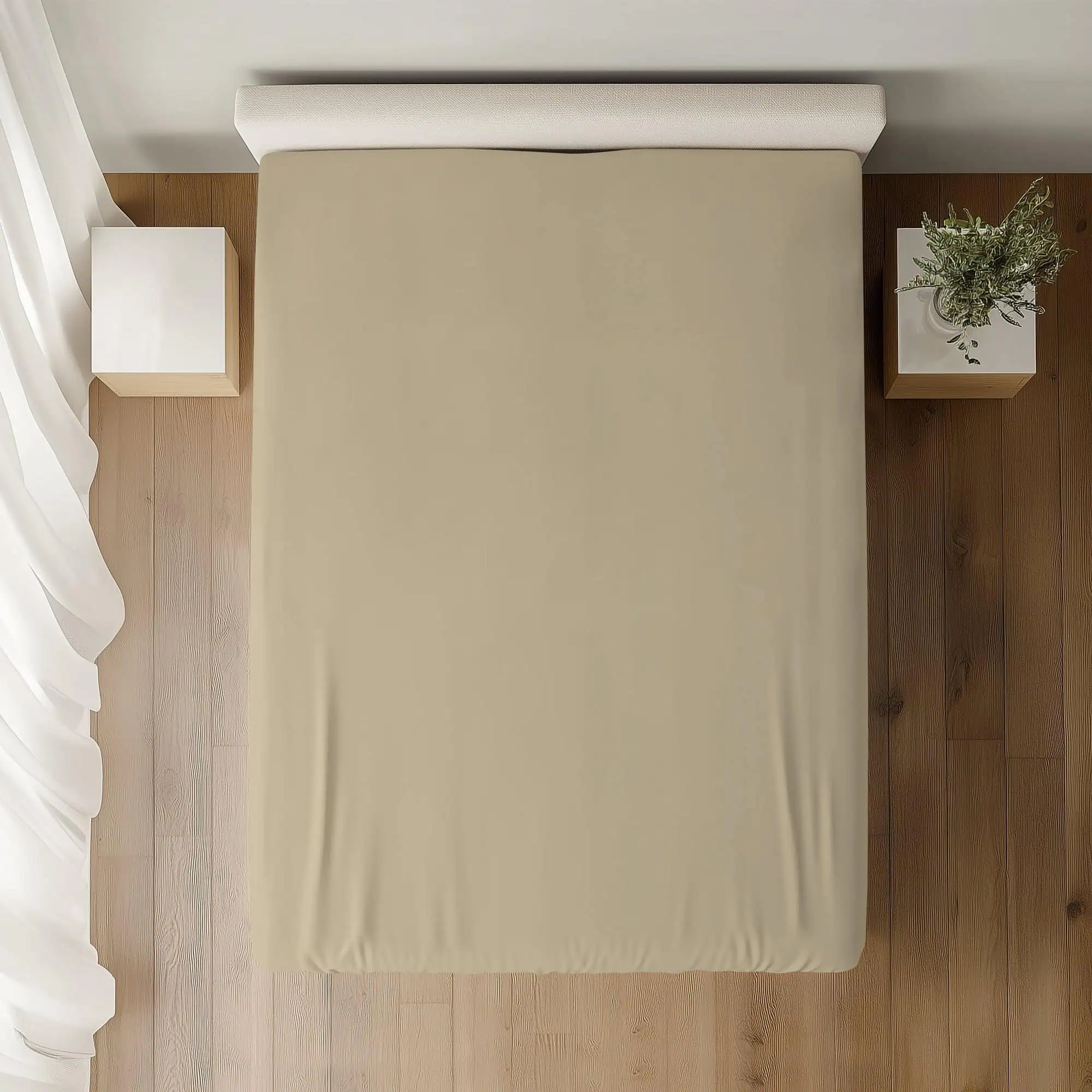 Set lenjerie pat 100% bumbac ranforce , model Bej Uni [3]