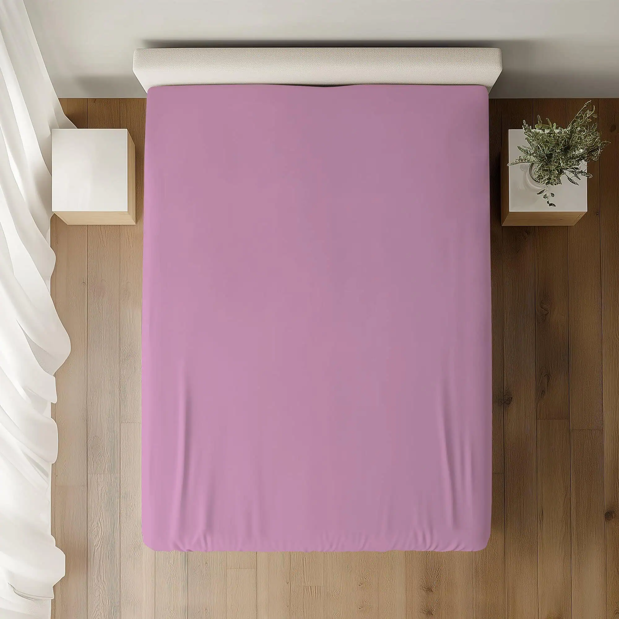 Set lenjerie de pat bumbac ranforce model uni roz [3]
