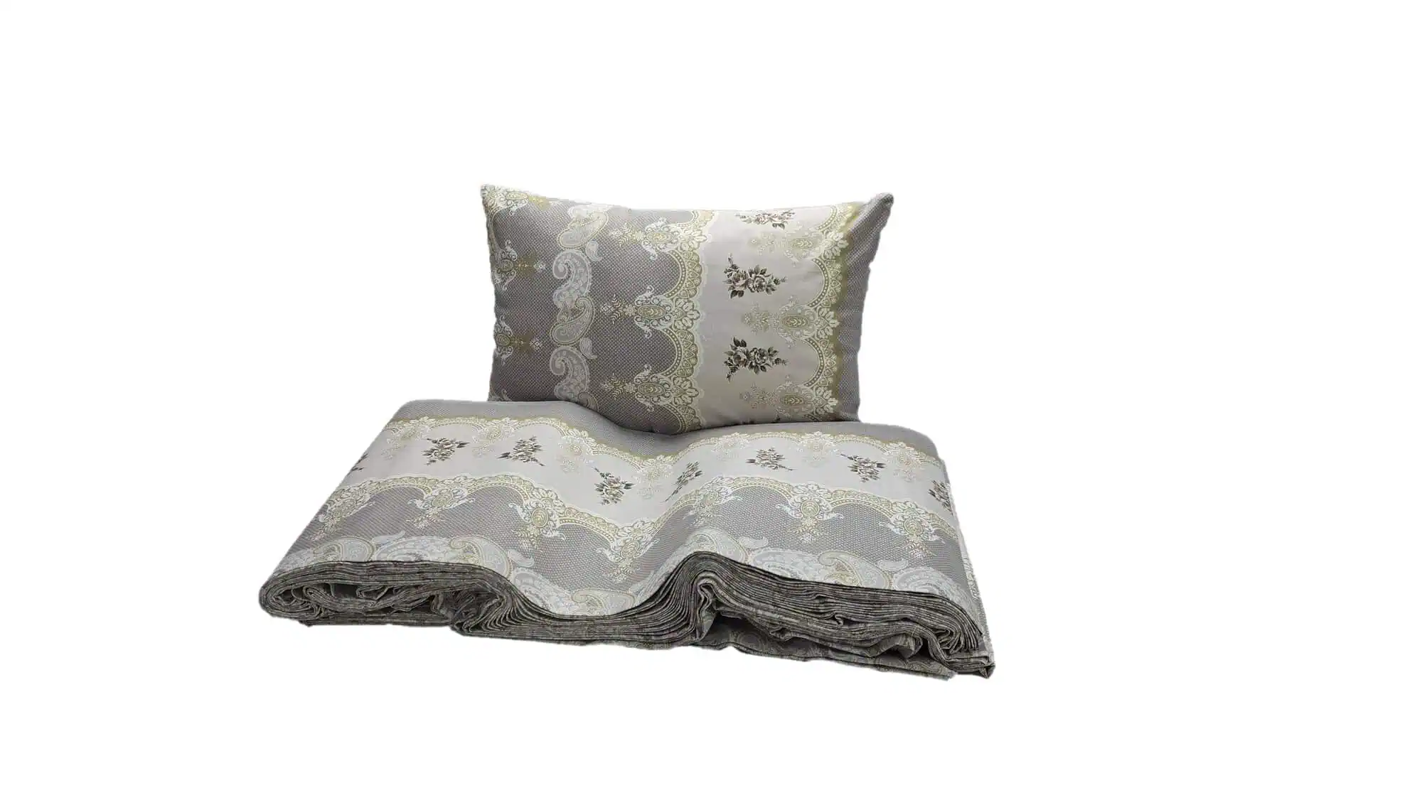 Set lenjerie bumbac standard model floral verde gri configurabila [6]