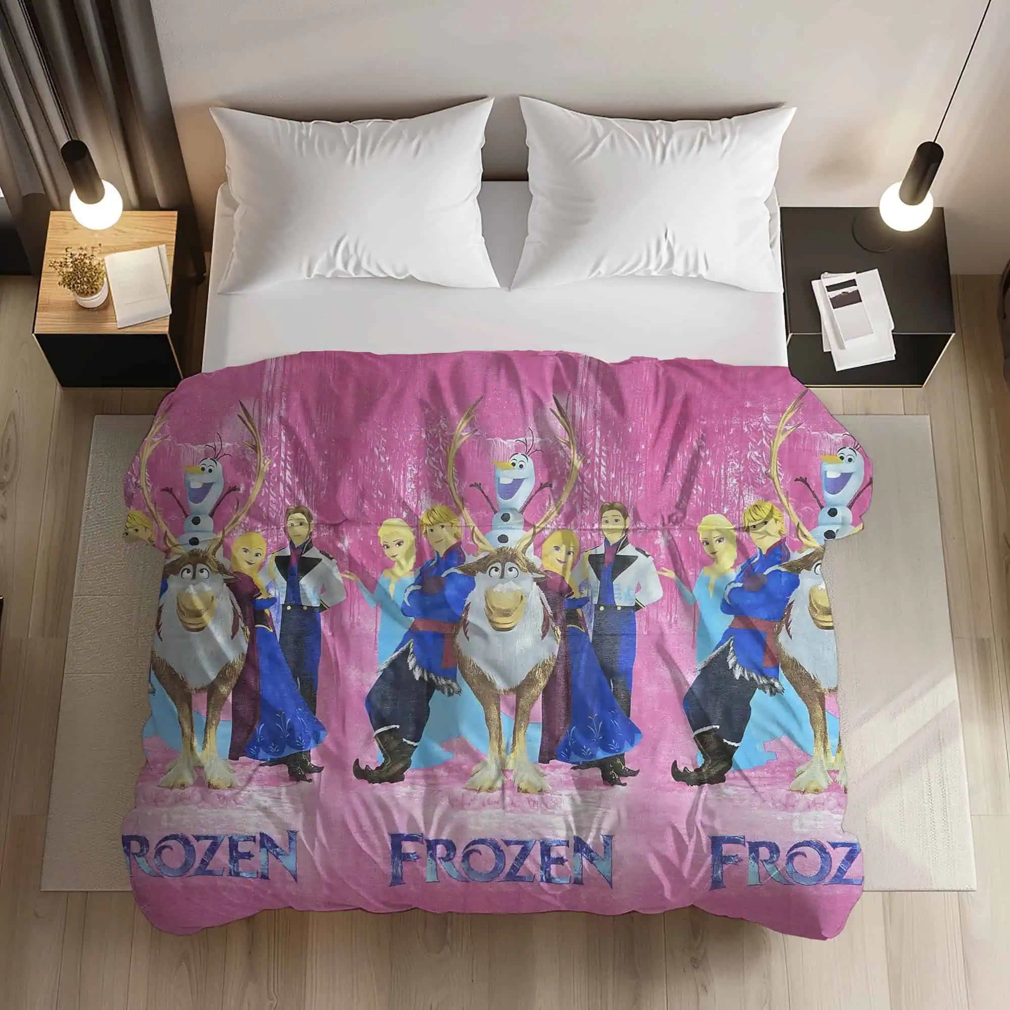 Set lenjerie bumbac standard model frozen personalizabila [2]