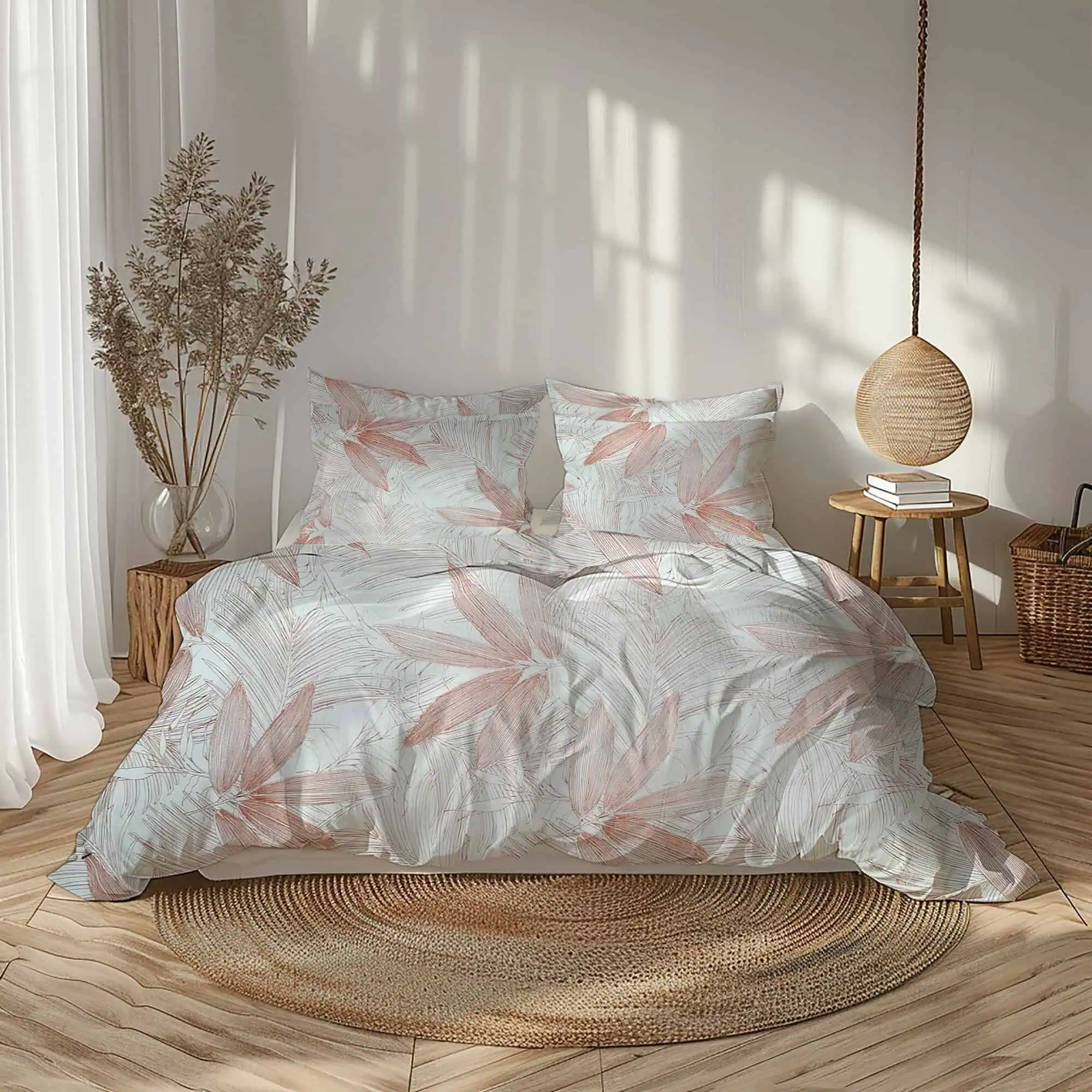 Set lenjerie bumbac standard model frunze stilizate personalizabila [1]