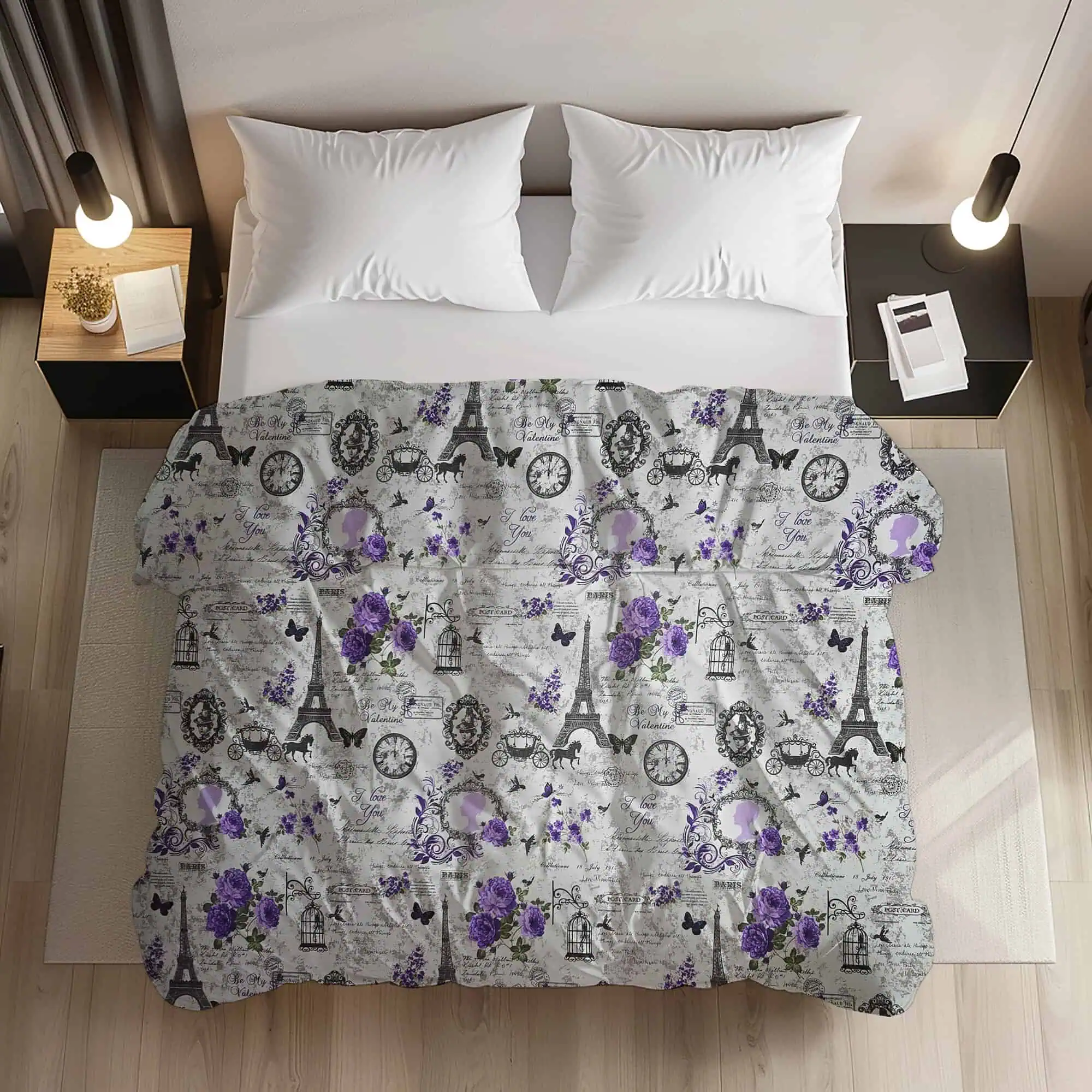 Set lenjerie bumbac standard model mov Paris configurabil [2]