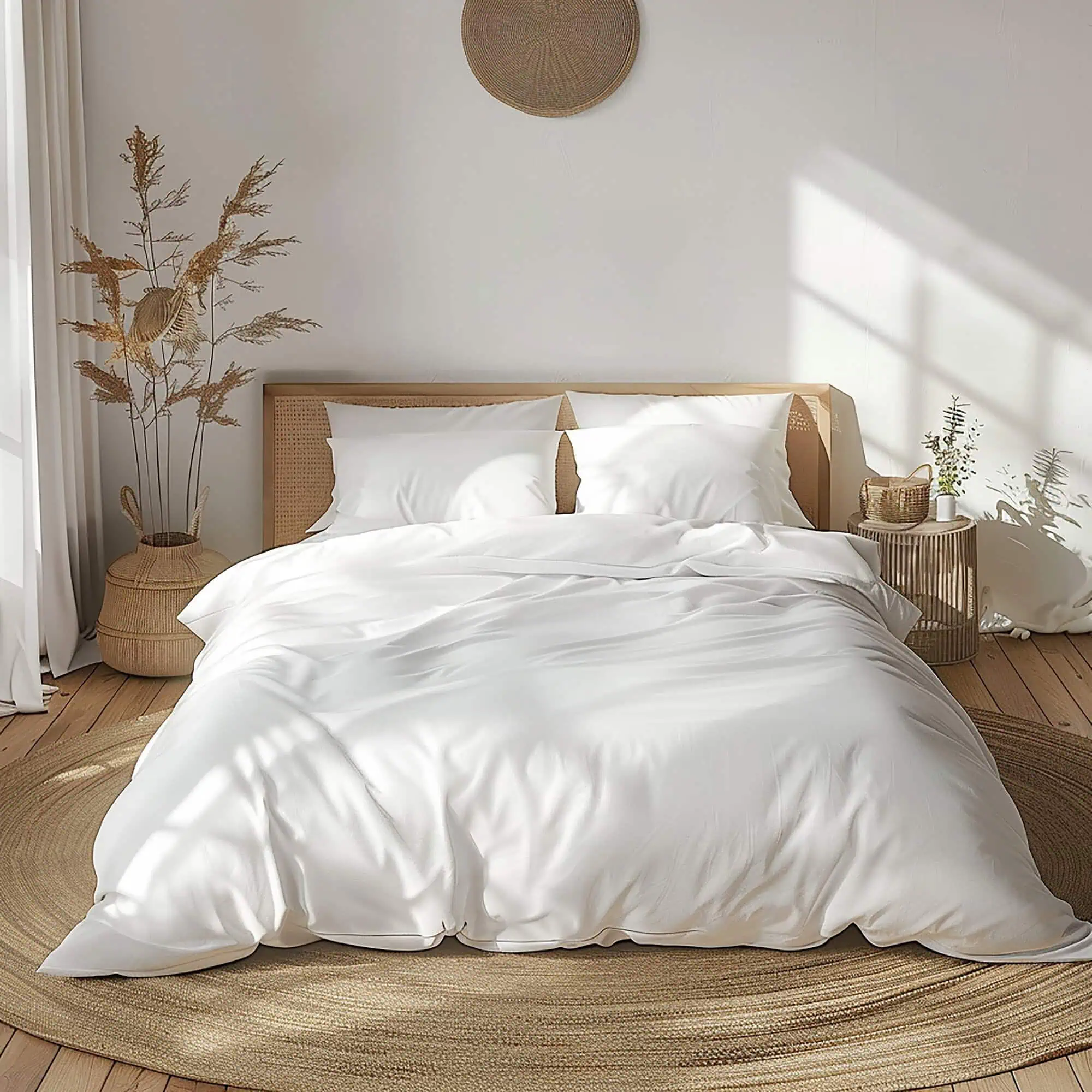 Set Lenjerii de Pat - Lenjerie pat bumbac ranforce moale model Pure White alb vedere ansamblu