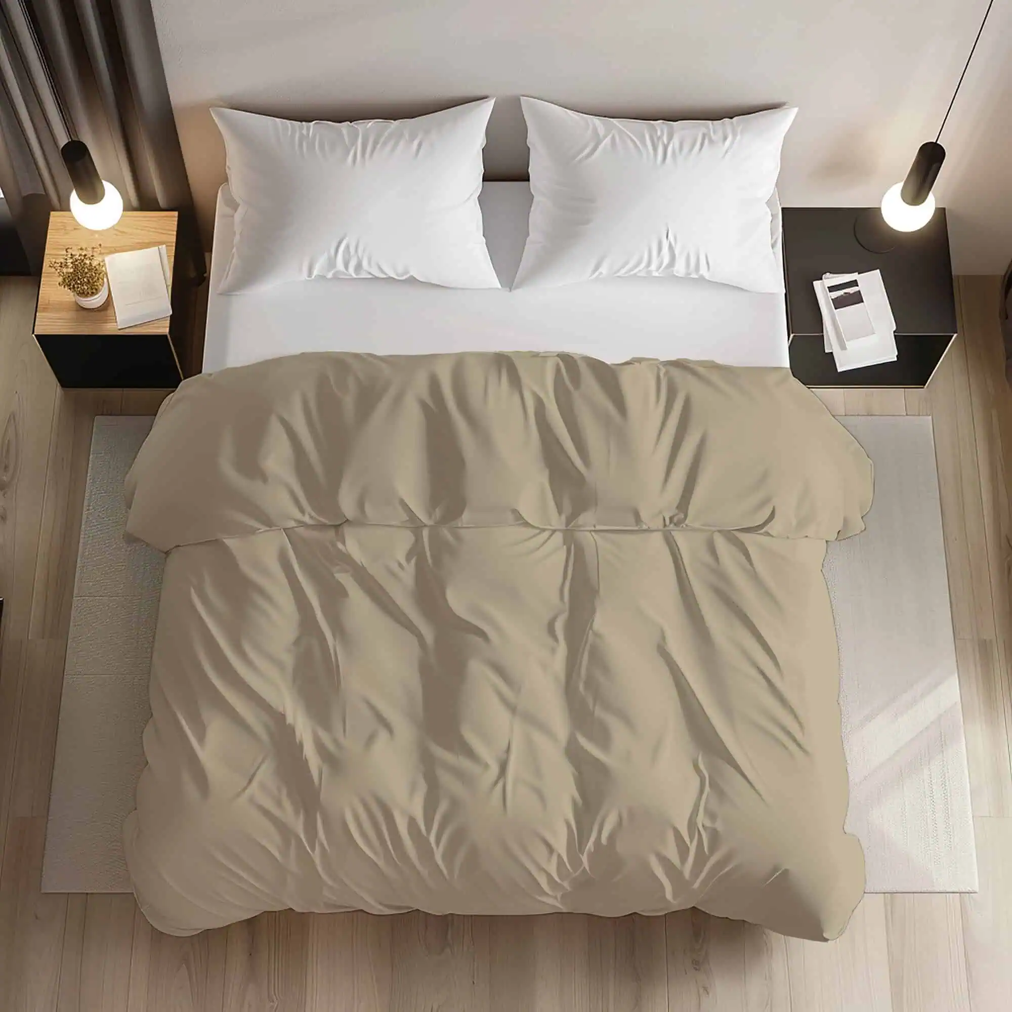 Set lenjerie pat 100% bumbac ranforce , model Bej Uni [1]