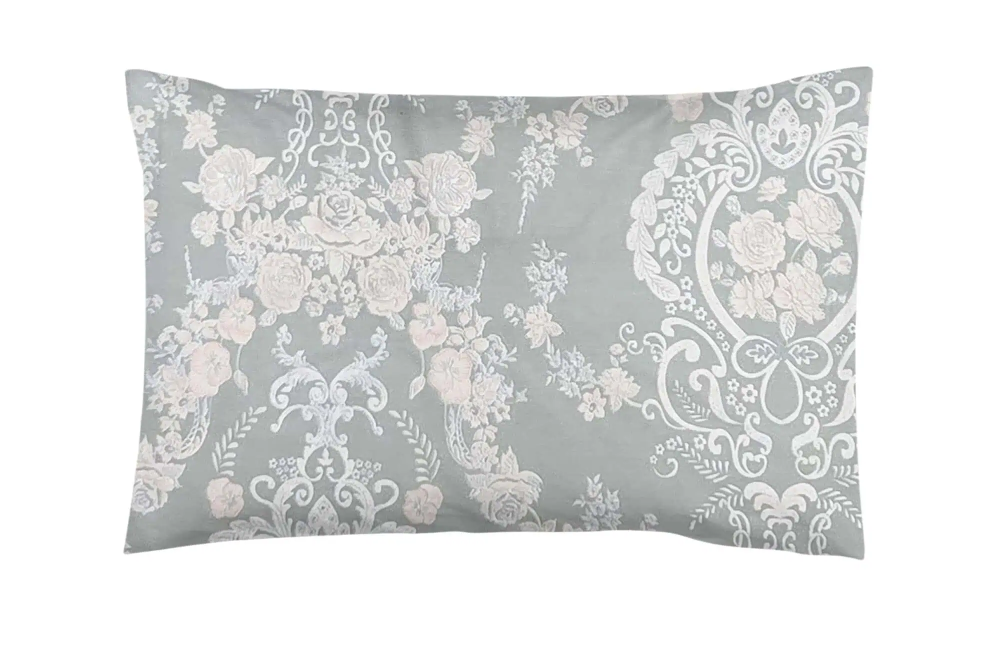 Set lenjeri bumbac ranforce model damasc gri si alb [3]