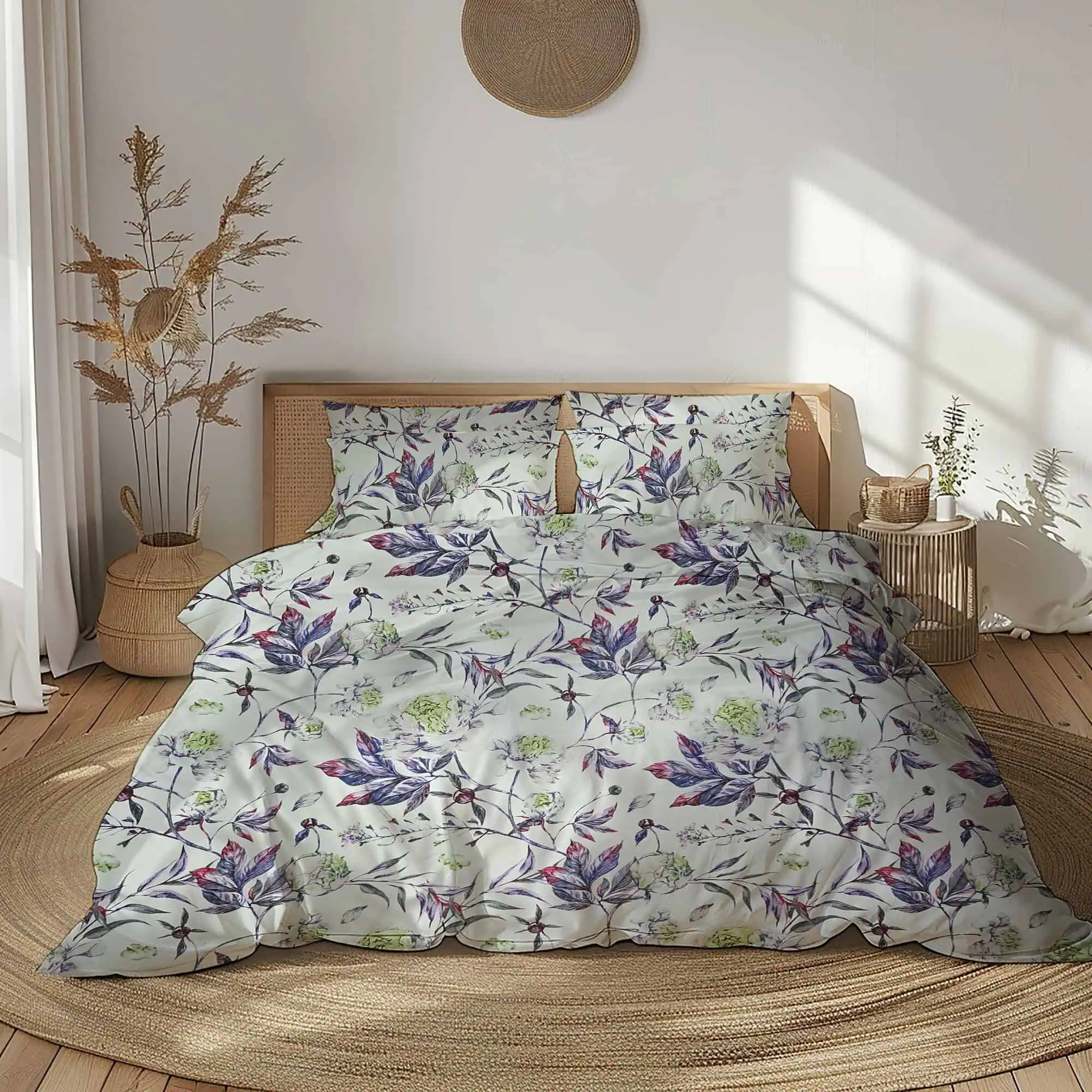 Set lenjerie de pat bumbac ranforce model floral acuarela [0]