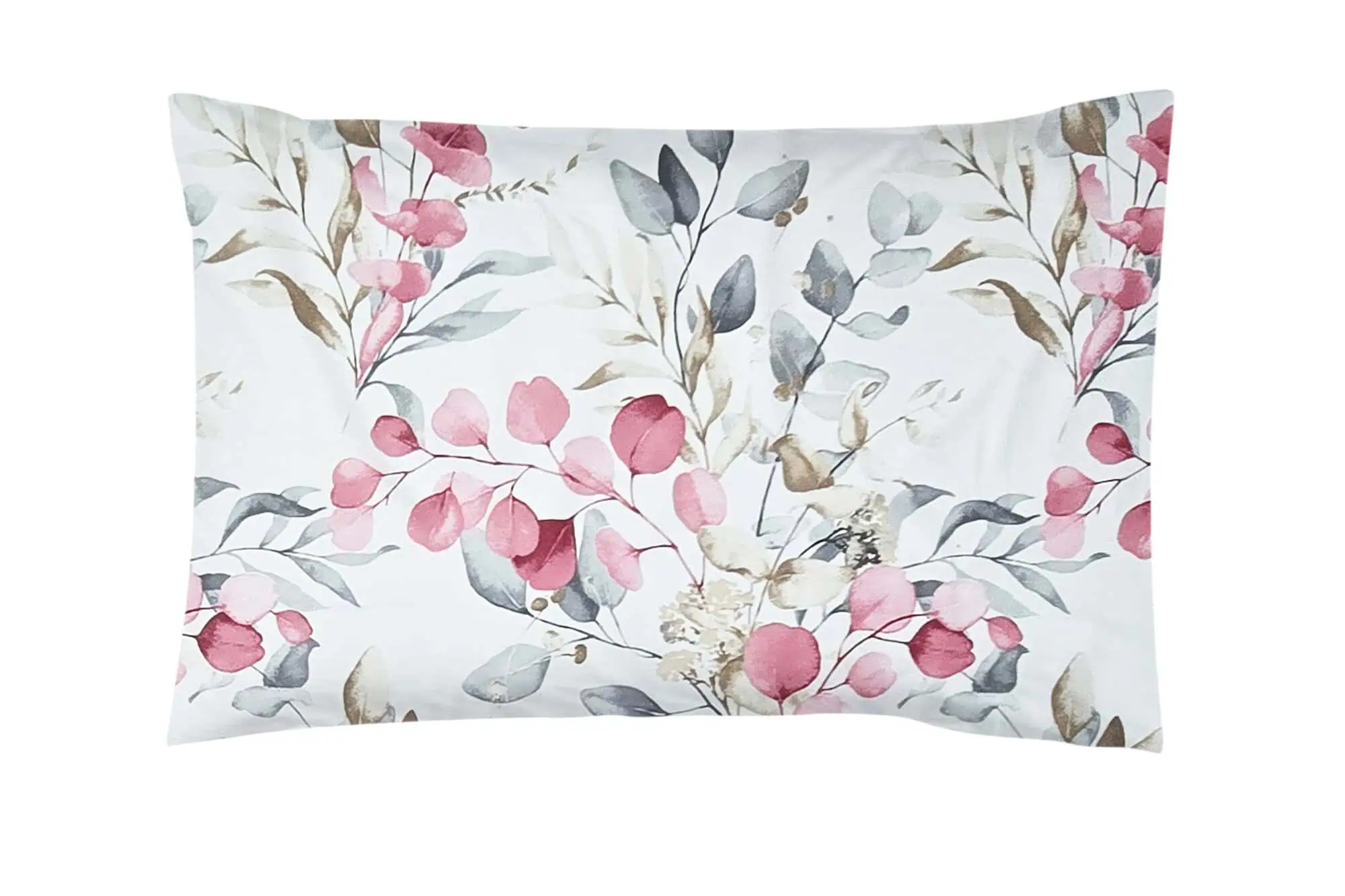 Set lenjerie de pat bumbac ranforce model floral roz gri  cu aspect de acuarela [3]