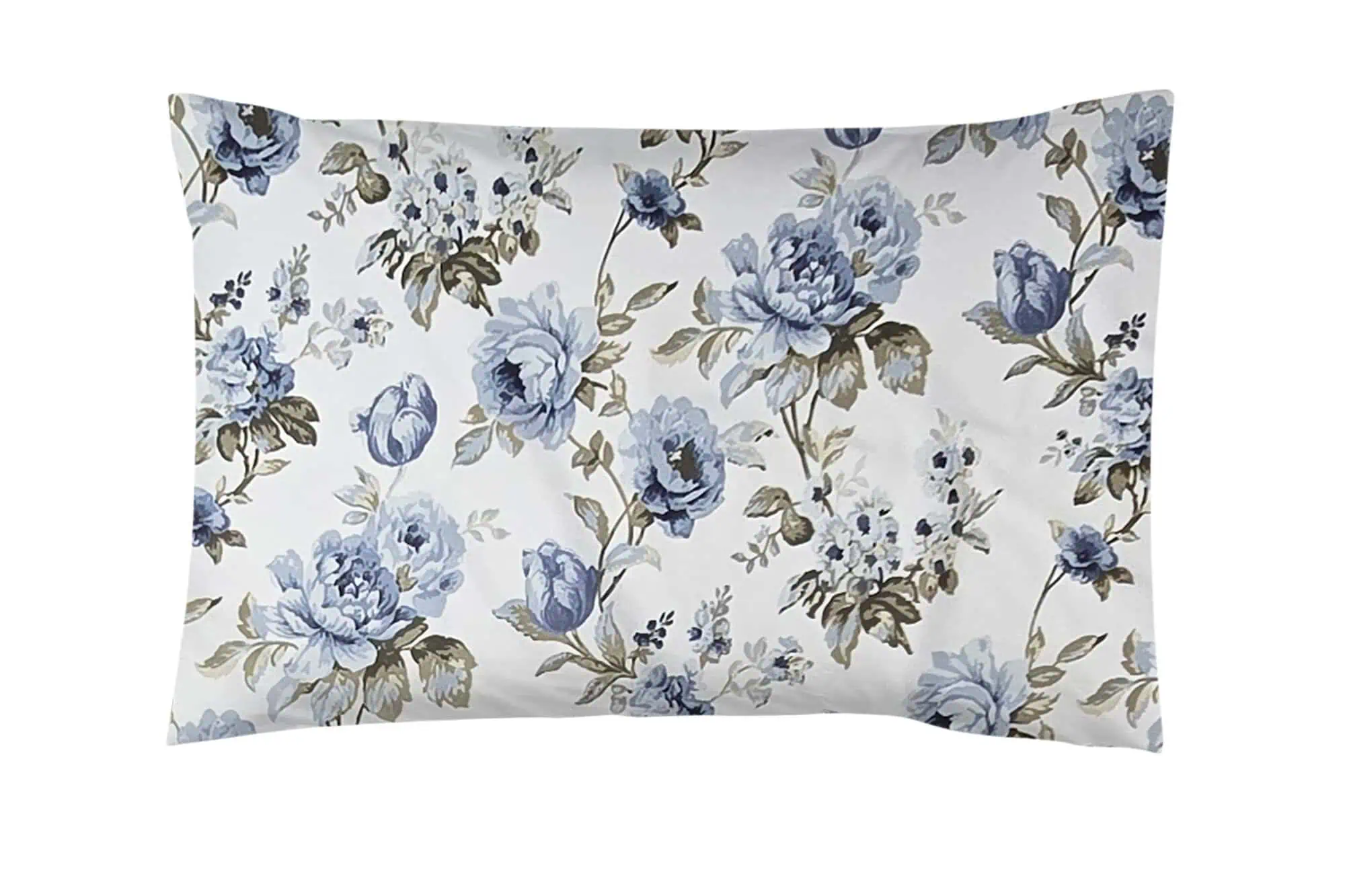 Set lenjerie 100%bumbac ranforce model floral albastru alb [3]