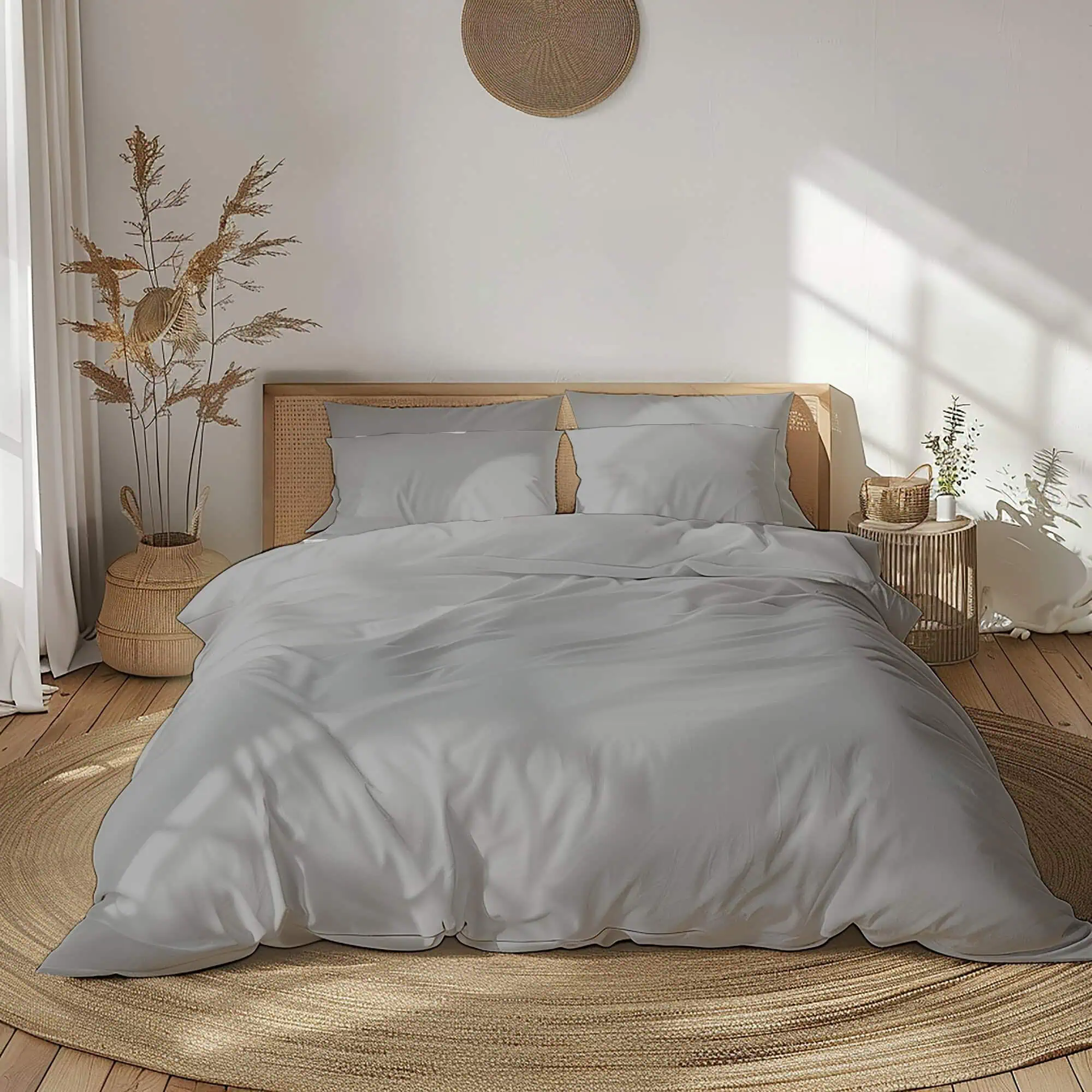 Set lenjerie bumbac ranforce model gri uni [0]