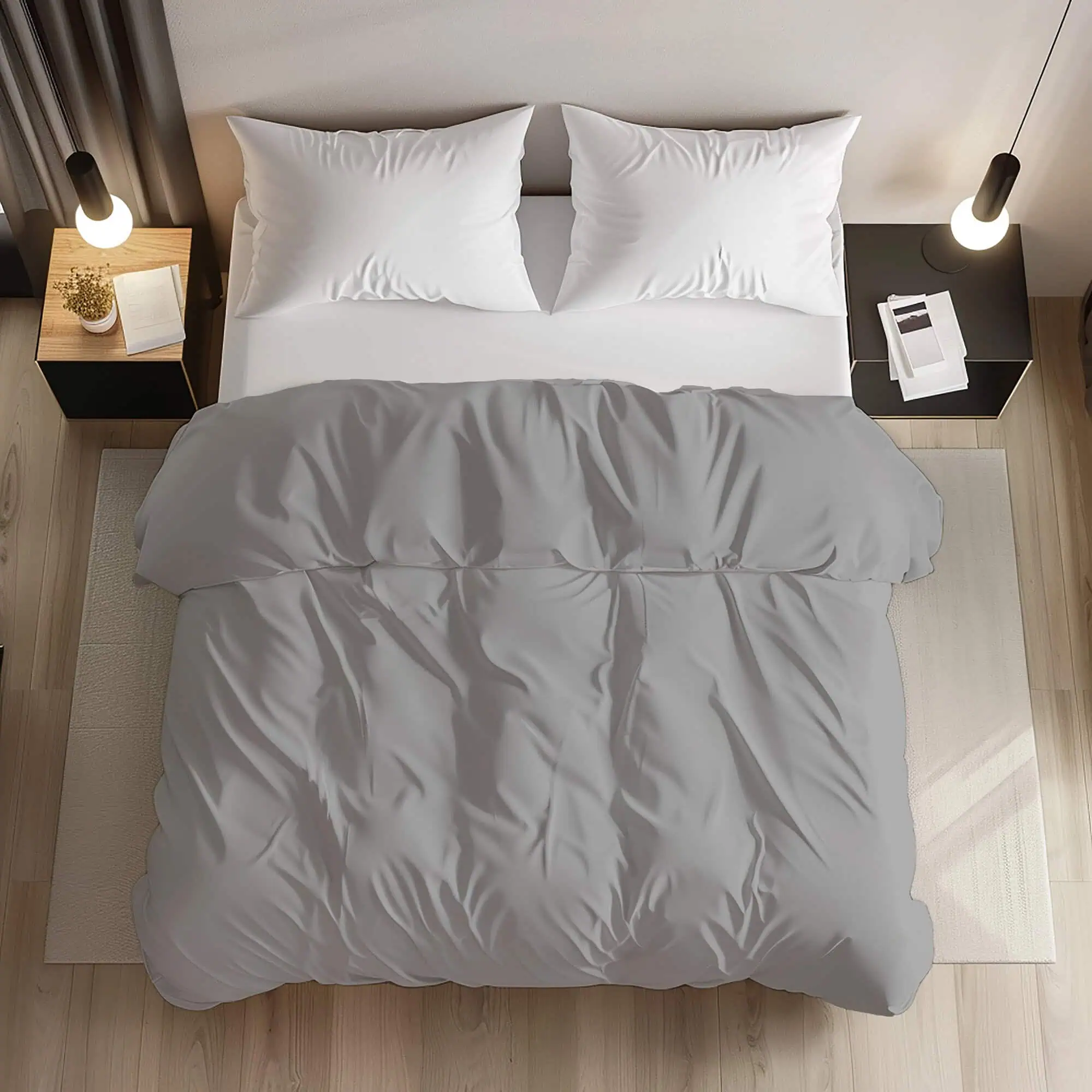 Set lenjerie bumbac ranforce model gri uni [1]