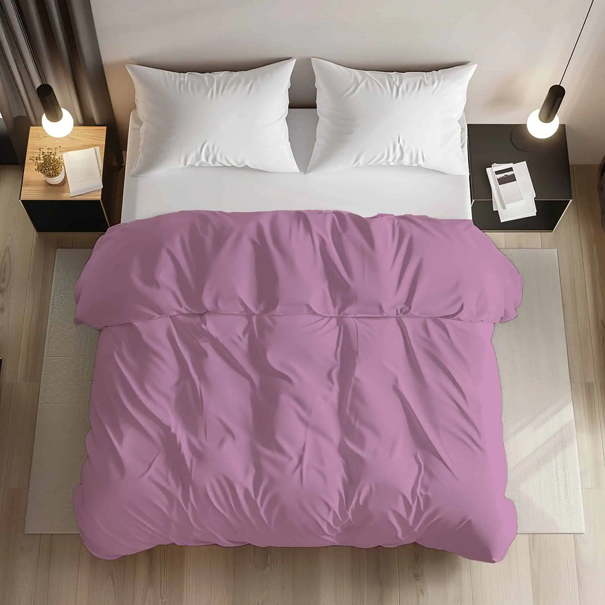 Set lenjerie de pat bumbac ranforce model uni roz [1]