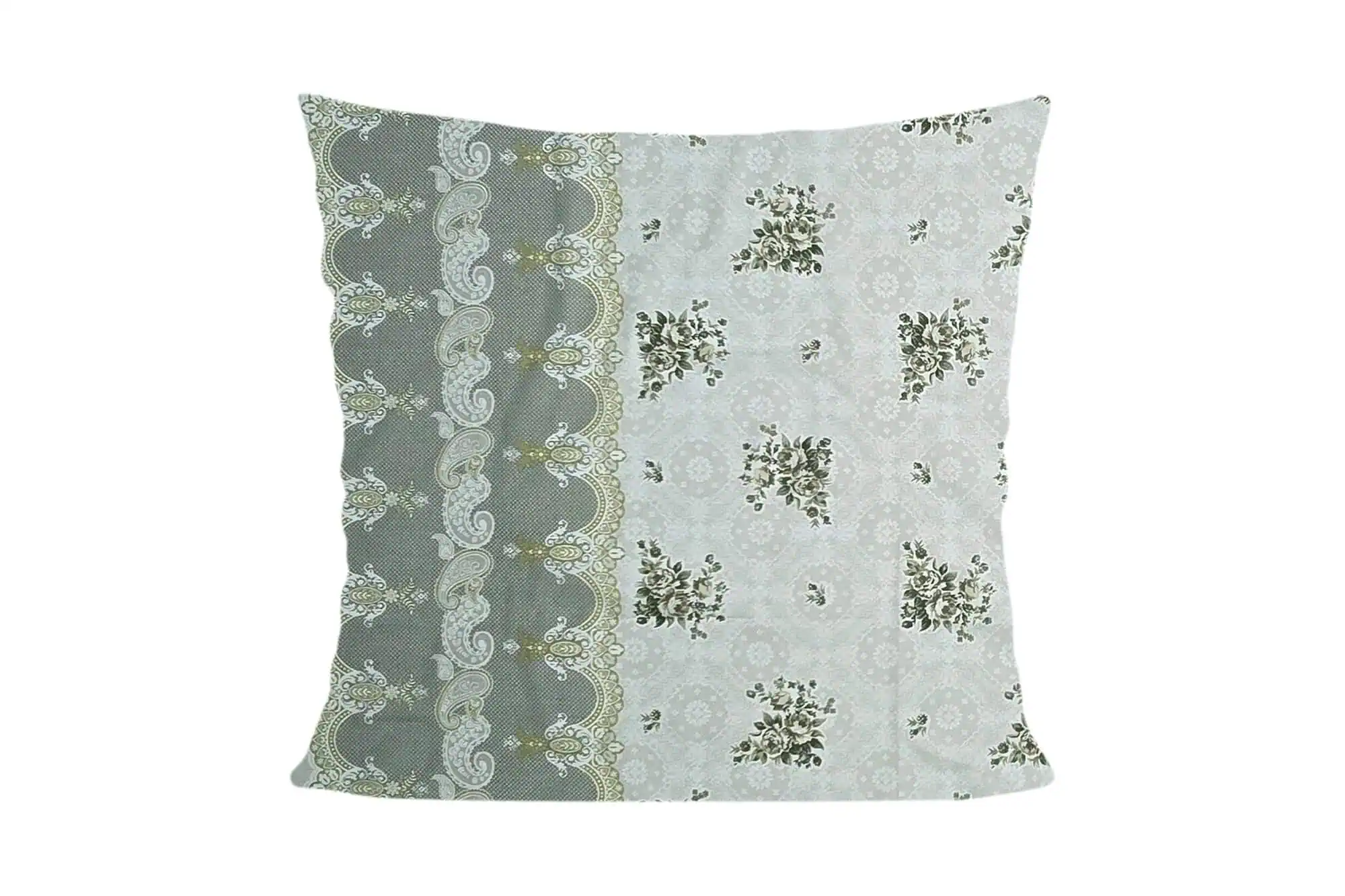 Set lenjerie bumbac standard model floral verde gri configurabila [4]