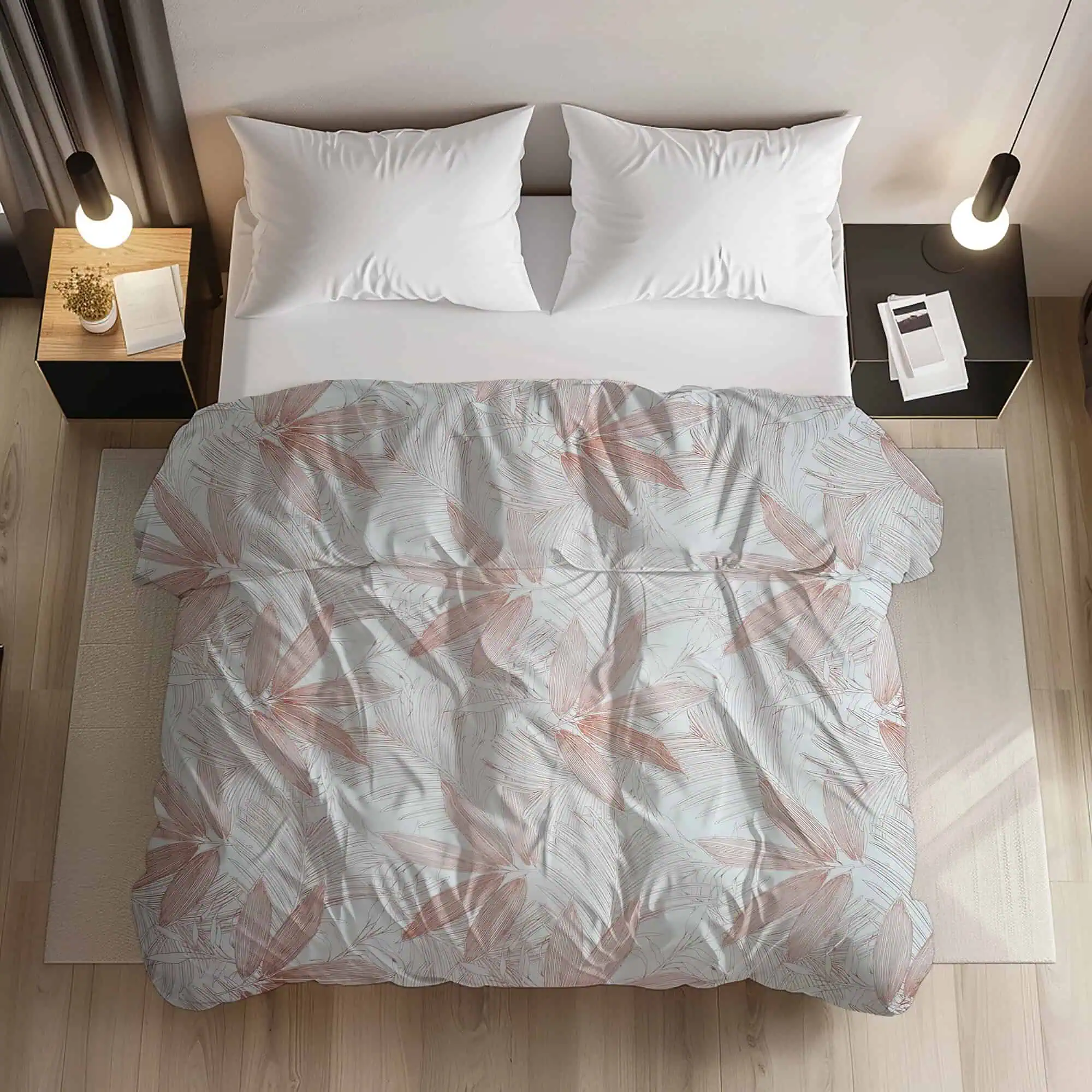 Set lenjerie bumbac standard model frunze stilizate personalizabila [1]