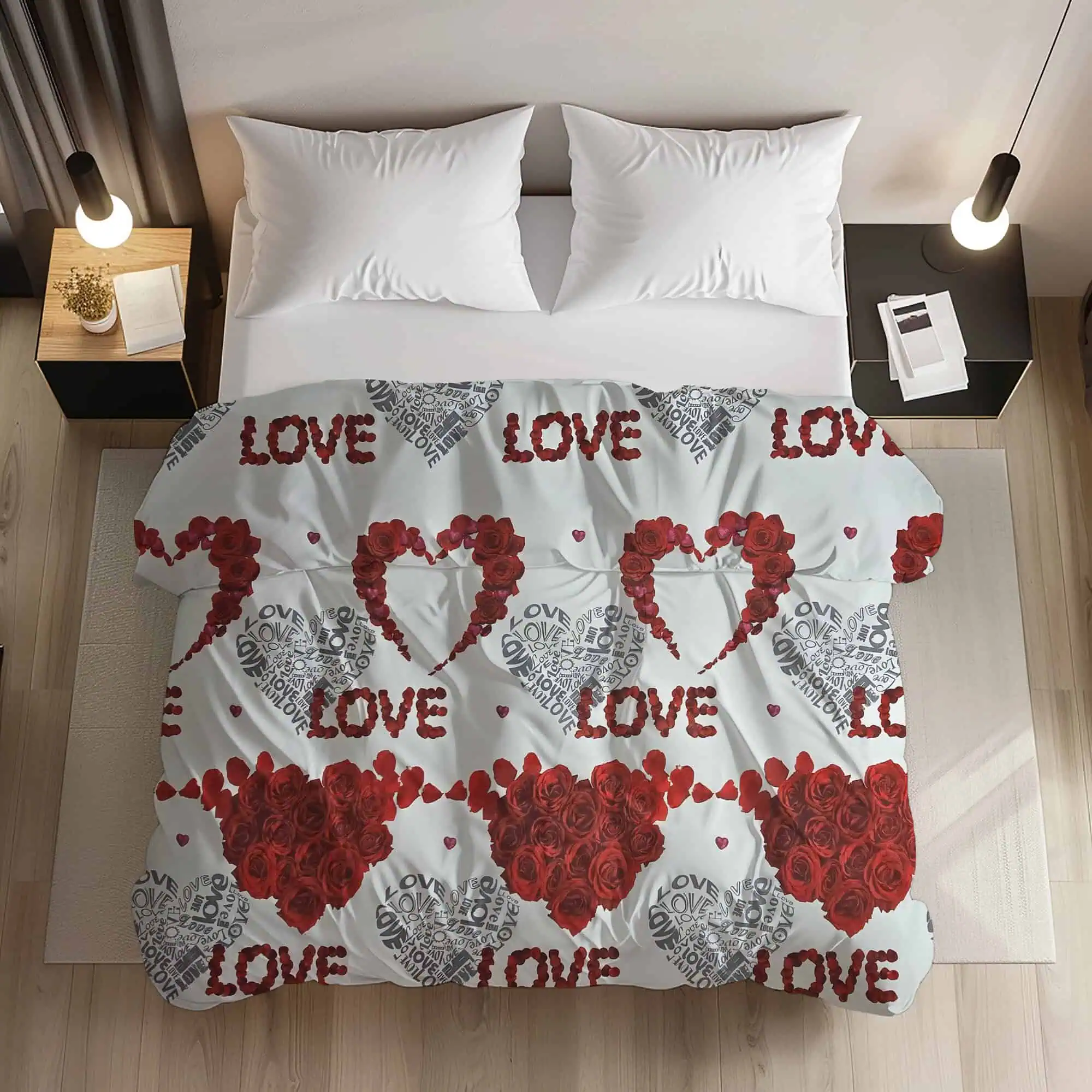 Set lenjerie polibumbac model inimioara LOVE [1]