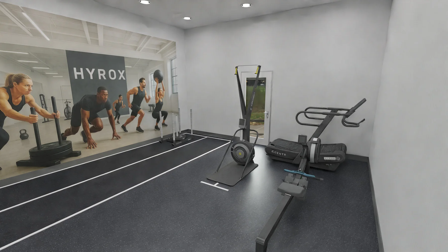 CENTR X HYROX 2 Lanes cu End Zones - Fara Logo (16.2m L x 2m W | 348.75 ft² [6]