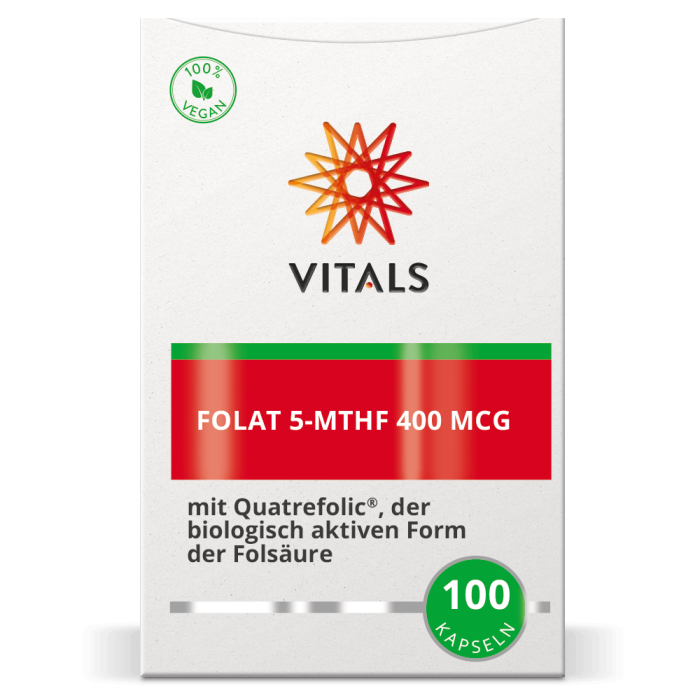 Folat 5-MTHF 400mcg 100 cps, Vitals [2]