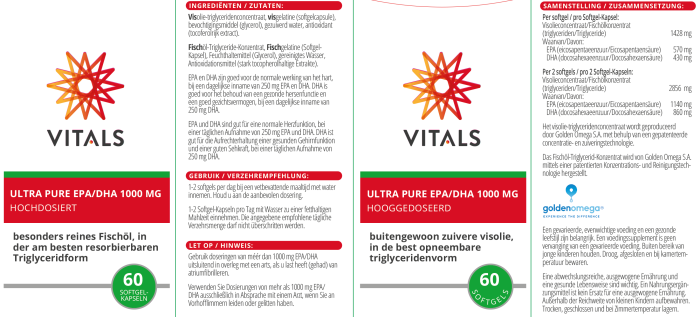 Omega 3 Ultra Pure EPA/DHA 1000mg 60 capsule gelatinoase moi, Vitals [4]