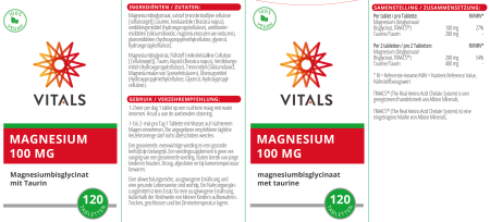 Magneziu bisglicinat cu taurina 100mg 120 tbl, Vitals [3]