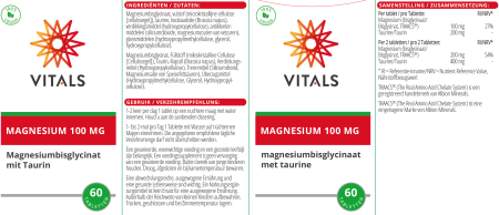 Magneziu bisglicinat cu taurina 100mg 60 tbl, Vitals [3]