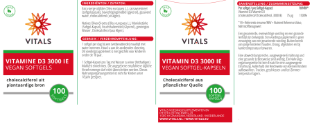 Vitamina D3 Vegan 3000 UI, 100 capsule moi, Vitals [3]