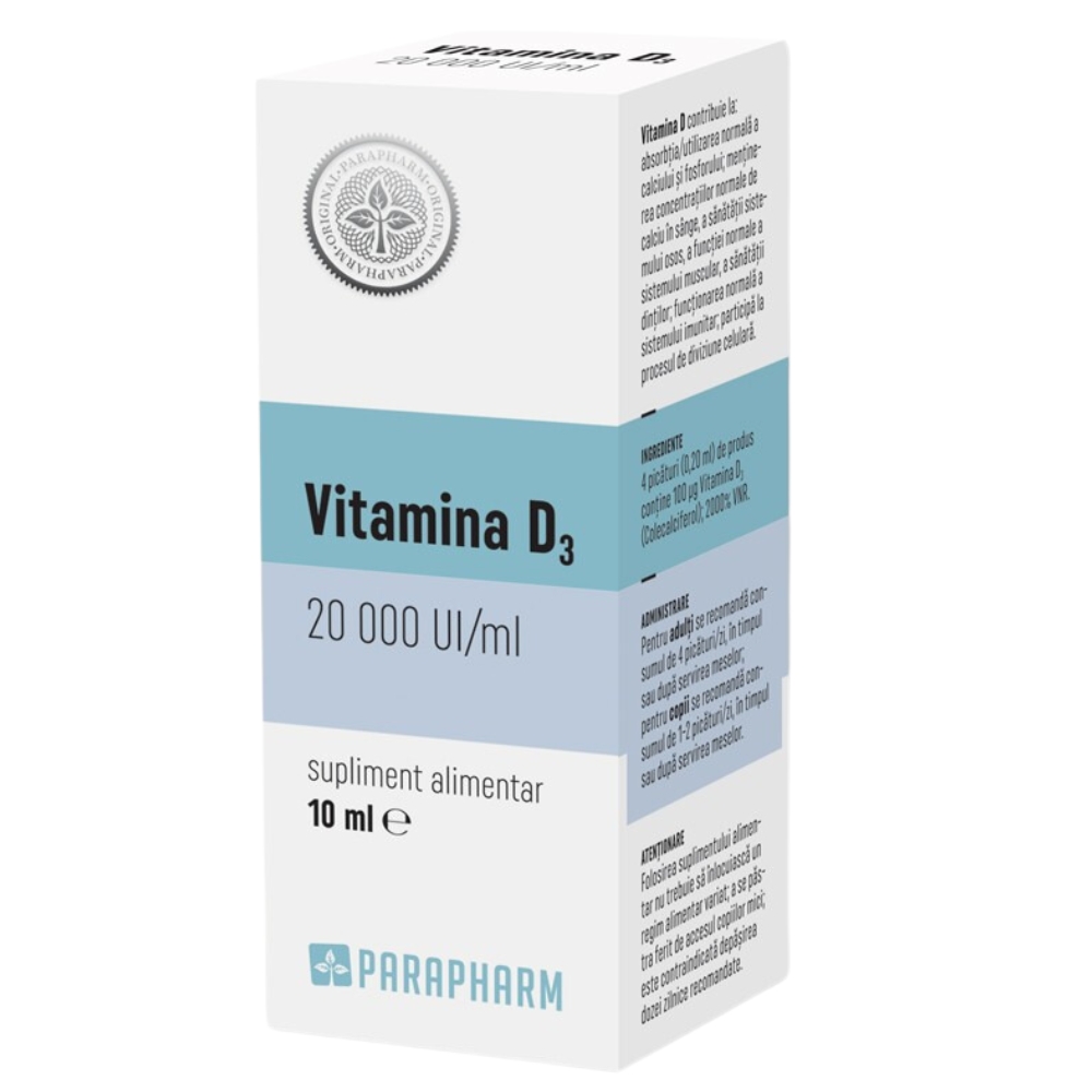 Vitamina D - Vitamina D3 20000UI, 10ml, Parapharm