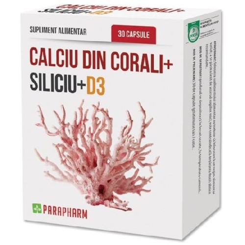 Slabire, dieta, frumusete - Calciu Coral + Siliciu + D3 30cps Parapharm