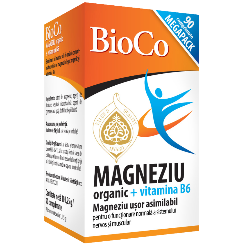 Suplimente alimentare - Magneziu Organic100mg +Vitamina B6 90cps Bioco