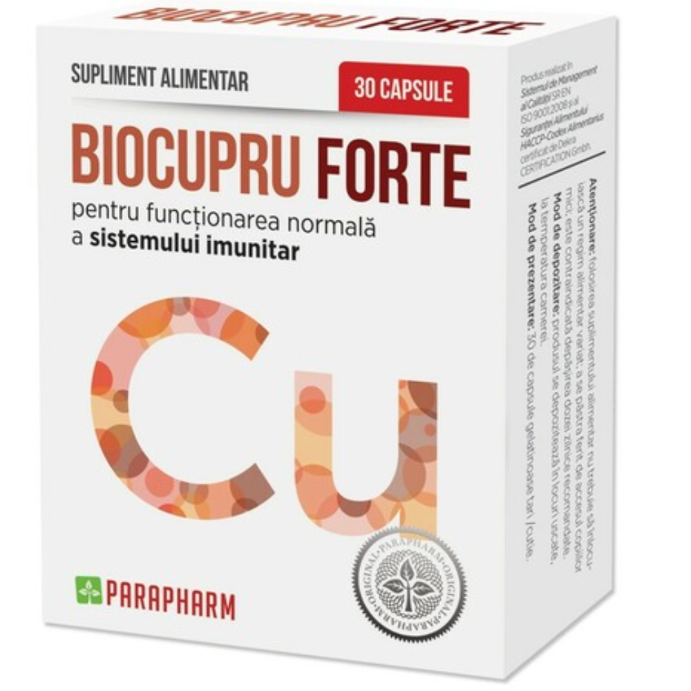 Sistem nervos - Biocupru Forte 30cps, Parapharm