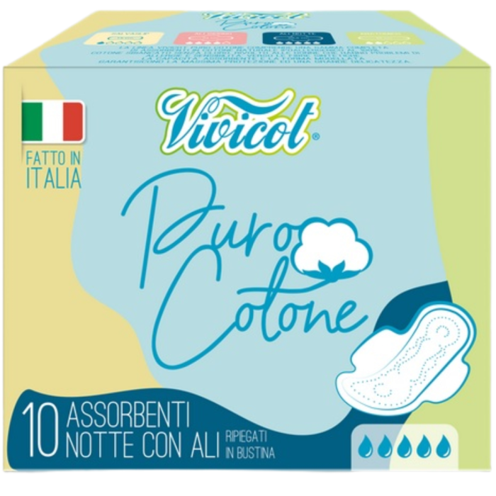 Absorbante Noapte Extra Lungi Bumbac 3 Picaturi 10buc  Vivicot [2]