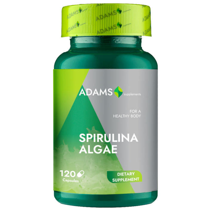 Alga Spirulina 400mg, 120cps, Adams Supplements [2]
