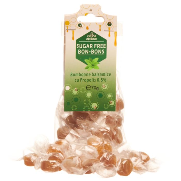 Bomboane Balsamice cu Propolis, fara zahar, 70g, Apidava [2]