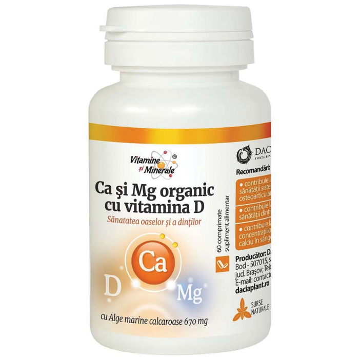 Calciu & Magneziu Organic cu Vitamina D 60cpr Dacia Plant [2]