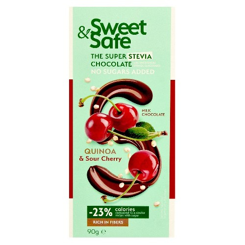 Ciocolata Lapte, cu Quinoa si Visine, Sweet & Safe, 90gr, Sly [2]