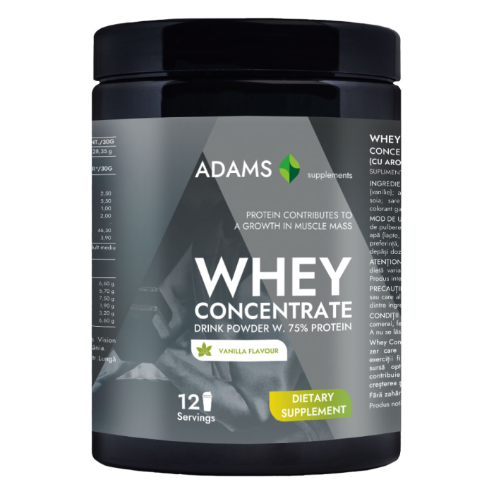 Concentrat proteic din zer (vanilie) 360g, Adams Supplements [2]