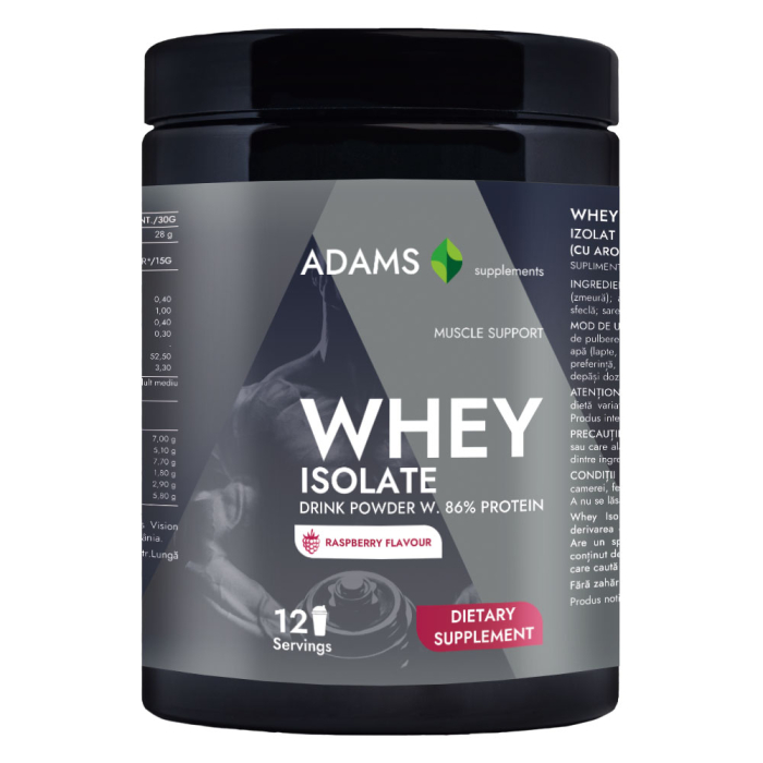 Izolat proteic din zer (zmeura), 360g, Adams Supplements [2]