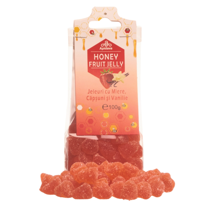 Jeleuri cu Miere, Capsuni si Vanilie, 100g, Apidava [2]