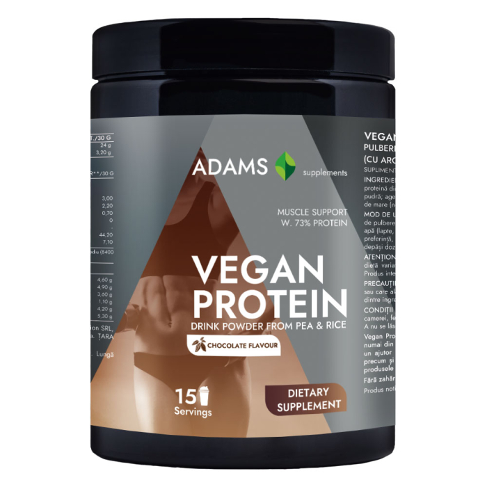 Proteina vegana (ciocolata), 454gr, Adams [2]