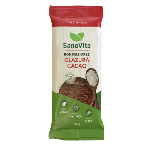 Rondele Orez Glazura Cacao Fara Zahar (Xylitol) 66G Sano Vita [2]
